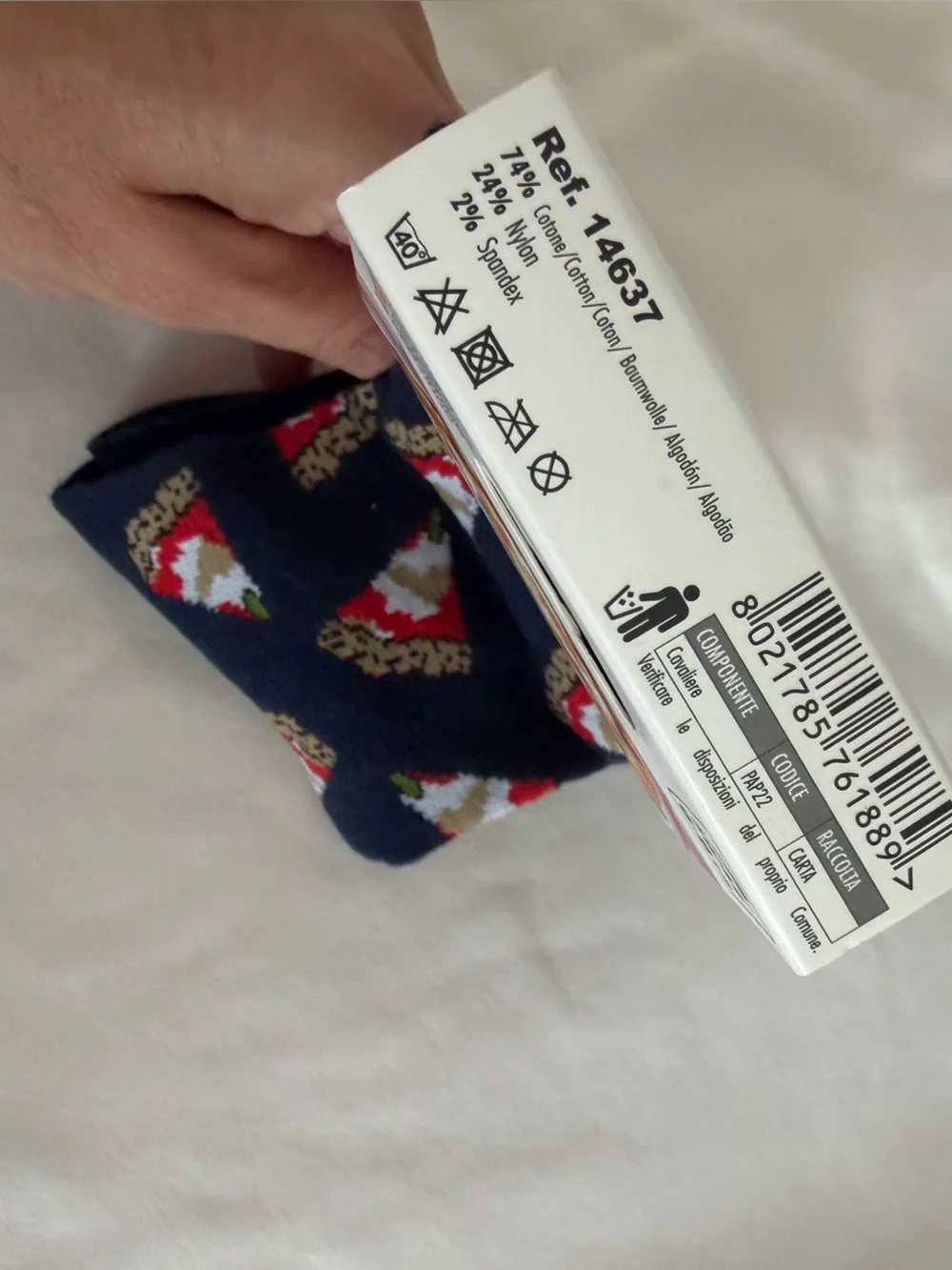 Italina Navy Pizza Slice Pattern Socks